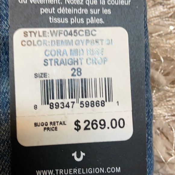 NWT True Religion cropped Cobra beaded hem 28 - Picture 8 of 12